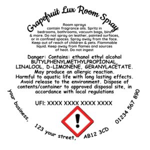 CUSTOMISED CLP safety STICKERS- WAX, CANDLES, ROOM SPRAY & MORE