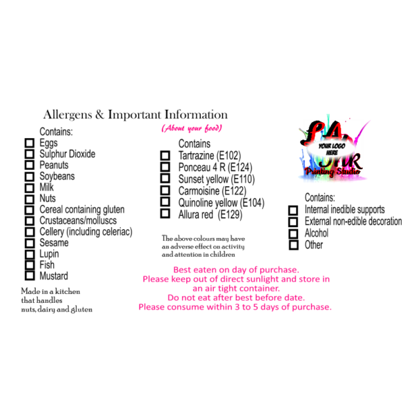 Rectangle Comprehensive Allergen Stickers