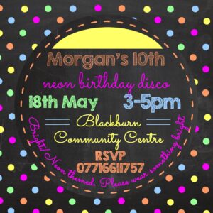 Neon Chalk Polka Dot Design Invites