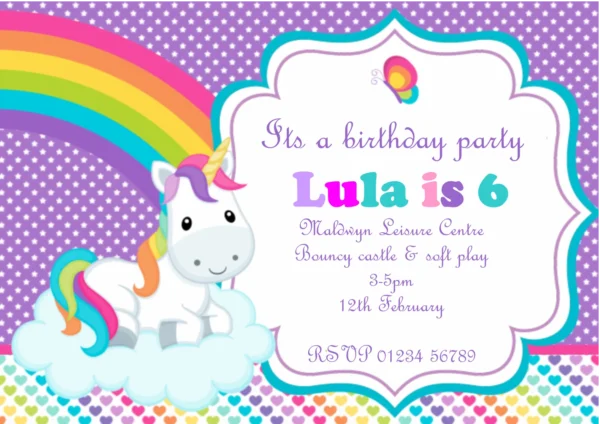 Polka Dot Unicorn Themed Design Invites