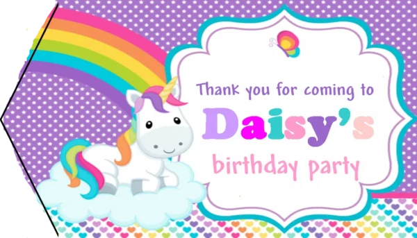 Polka Dot Unicorn Themed Design Invites - Image 3
